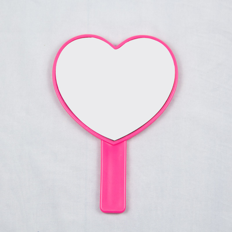 Šmink ogledalo s držalom u obliku srca, jednostrana, plastični okvir, aluminijsko ogledalo, otisak logotipa i prilagodba dostupni