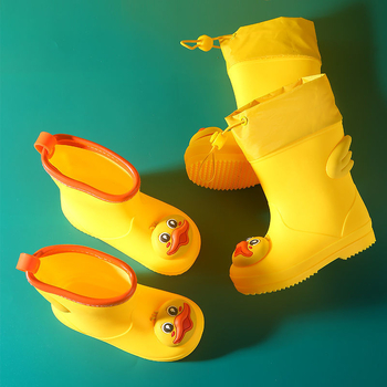 Παιδικά γαλότσες βροχής PVC επάνω, Καρτούν σχέδιο, Unisex, χαμηλό τακούνι, μεσαίο ύψος μπότας