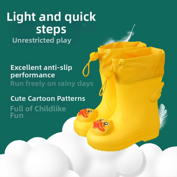Παιδικά γαλότσες βροχής PVC επάνω, Καρτούν σχέδιο, Unisex, χαμηλό τακούνι, μεσαίο ύψος μπότας