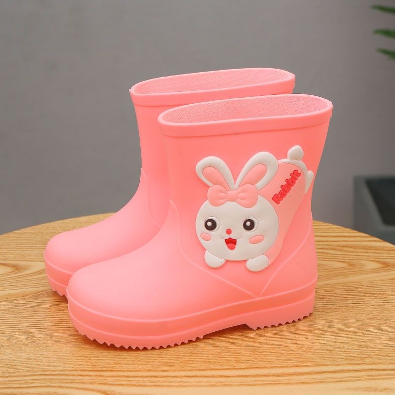 Παιδικά γαλότσες βροχής PVC επάνω, Καρτούν σχέδιο, Unisex, χαμηλό τακούνι, μεσαίο ύψος μπότας