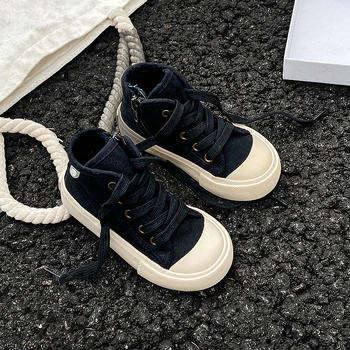 Παιδικά παπούτσια από καμβά με χαμηλό ύψος, unisex, πλευρικό φερμουάρ, διαπνοή, αντιολισθητικά, EVA πάτος, Κορεατικού στυλ, 1–12 ετών