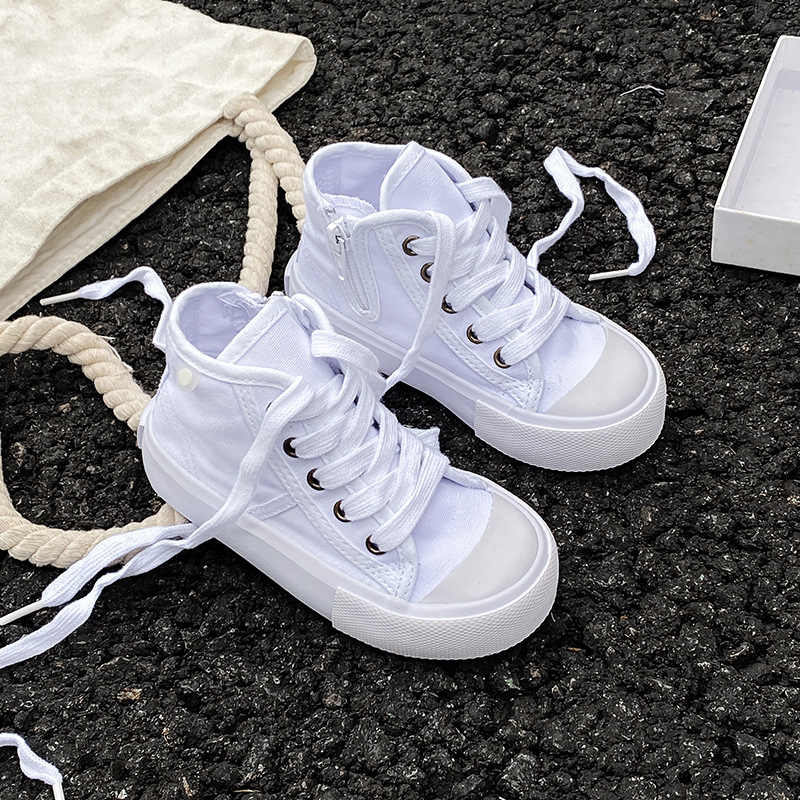 Παιδικά παπούτσια από καμβά με χαμηλό ύψος, unisex, πλευρικό φερμουάρ, διαπνοή, αντιολισθητικά, EVA πάτος, Κορεατικού στυλ, 1–12 ετών