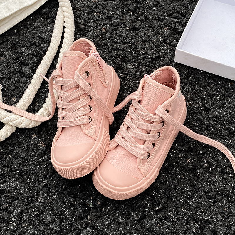 Παιδικά παπούτσια από καμβά με χαμηλό ύψος, unisex, πλευρικό φερμουάρ, διαπνοή, αντιολισθητικά, EVA πάτος, Κορεατικού στυλ, 1–12 ετών
