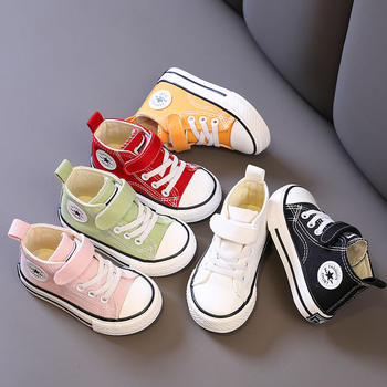 Kanvas bateliai kūdikiams su aukštu viršumi, Velcro užsegimas, kvėpuojantys, neslystantys, atsparūs dėvėjimui