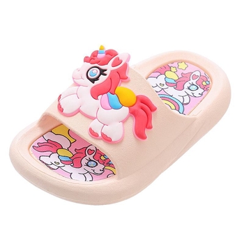 Παιδικά σανδάλια κοριτσιών με σχέδιο ζωάκια σε καρτούν, επάνω μέρος PVC, ανάγλυφη υφή, σόλα από πλαστικό, για ηλικίες 4–16