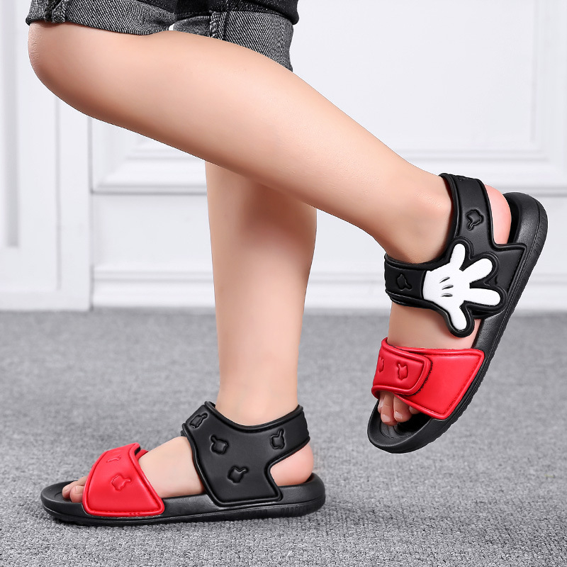 Vaikų unisex paplūdimio sandalai su dryžiniu raštu, PU viršus, EVA padas, Velcro užsegimas, 1–12 metų amžius