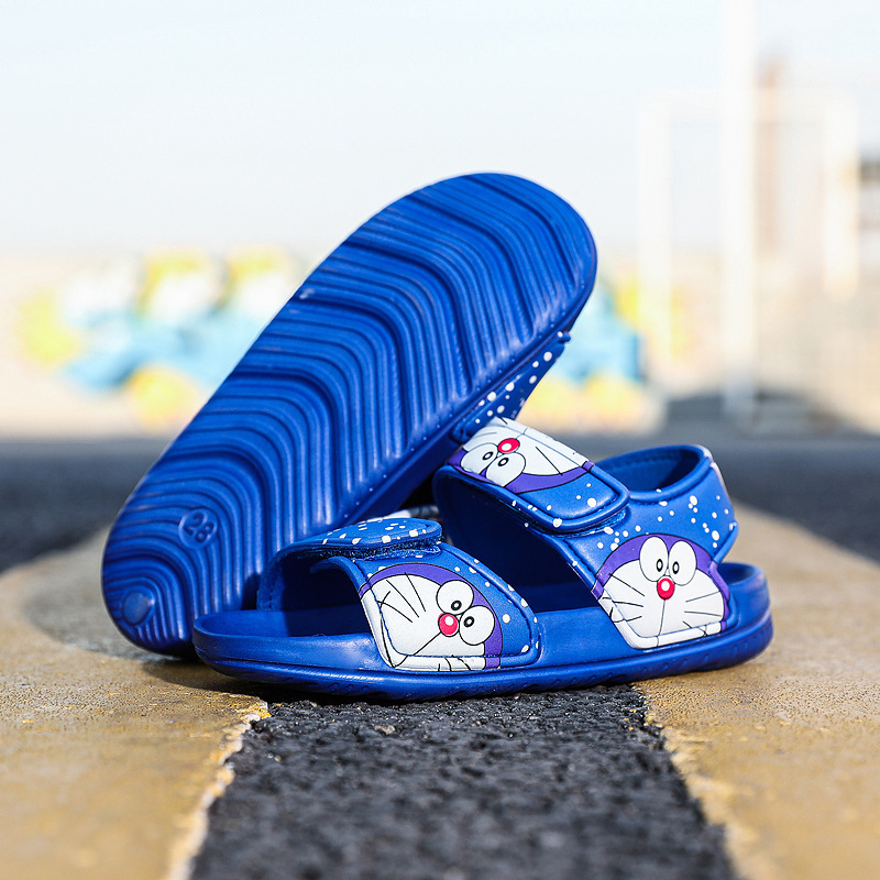 Vaikų unisex paplūdimio sandalai su dryžiniu raštu, PU viršus, EVA padas, Velcro užsegimas, 1–12 metų amžius