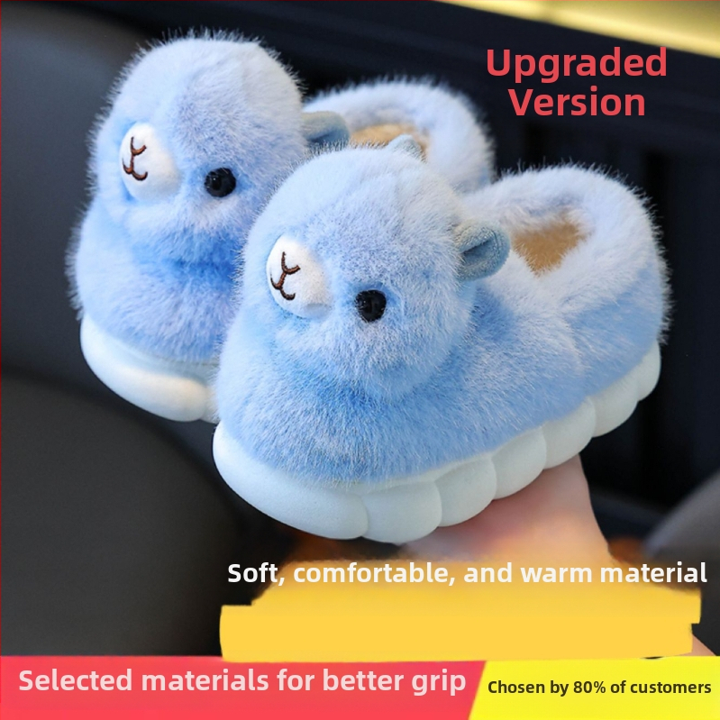 Παιδικές παντόφλες εσωτερικού χώρου από δέρμα βοδιού – cartoon στυλ, 1-3 ετών, παχιά σόλα PVC