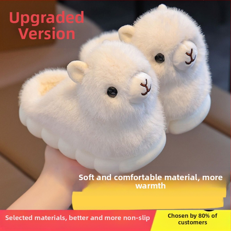 Παιδικές παντόφλες εσωτερικού χώρου από δέρμα βοδιού – cartoon στυλ, 1-3 ετών, παχιά σόλα PVC