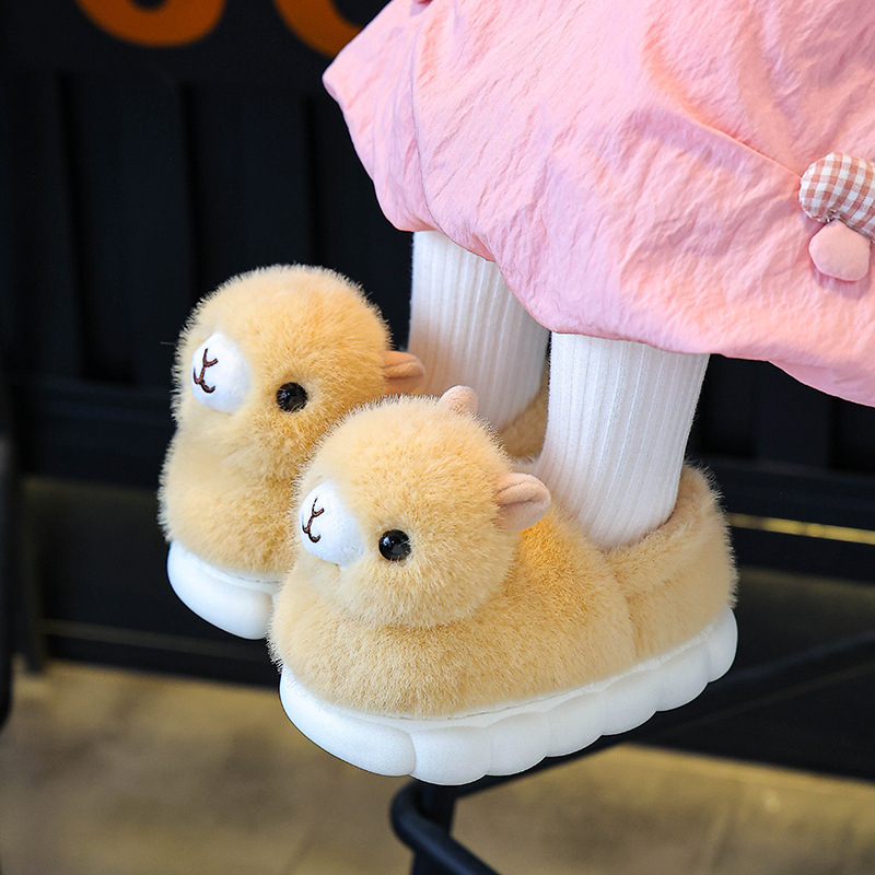 Παιδικές παντόφλες εσωτερικού χώρου από δέρμα βοδιού – cartoon στυλ, 1-3 ετών, παχιά σόλα PVC