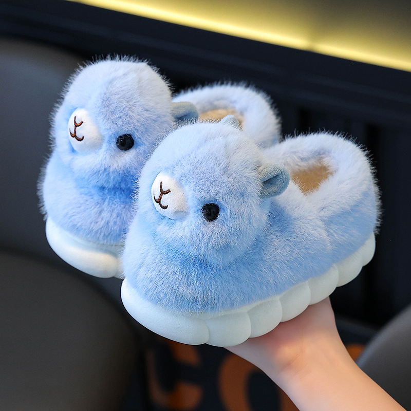 Παιδικές παντόφλες εσωτερικού χώρου από δέρμα βοδιού – cartoon στυλ, 1-3 ετών, παχιά σόλα PVC