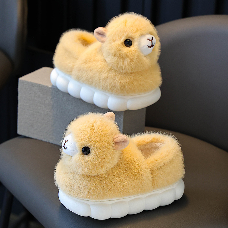 Παιδικές παντόφλες εσωτερικού χώρου από δέρμα βοδιού – cartoon στυλ, 1-3 ετών, παχιά σόλα PVC