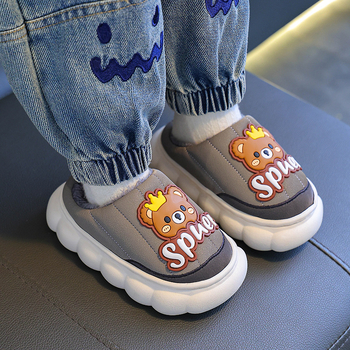 Παιδικές παντόφλες από βαμβάκι με PU επάνω, φλις επένδυση, μοτίβο κινουμένων σχεδίων, σόλα PVC, αντιολισθητικό