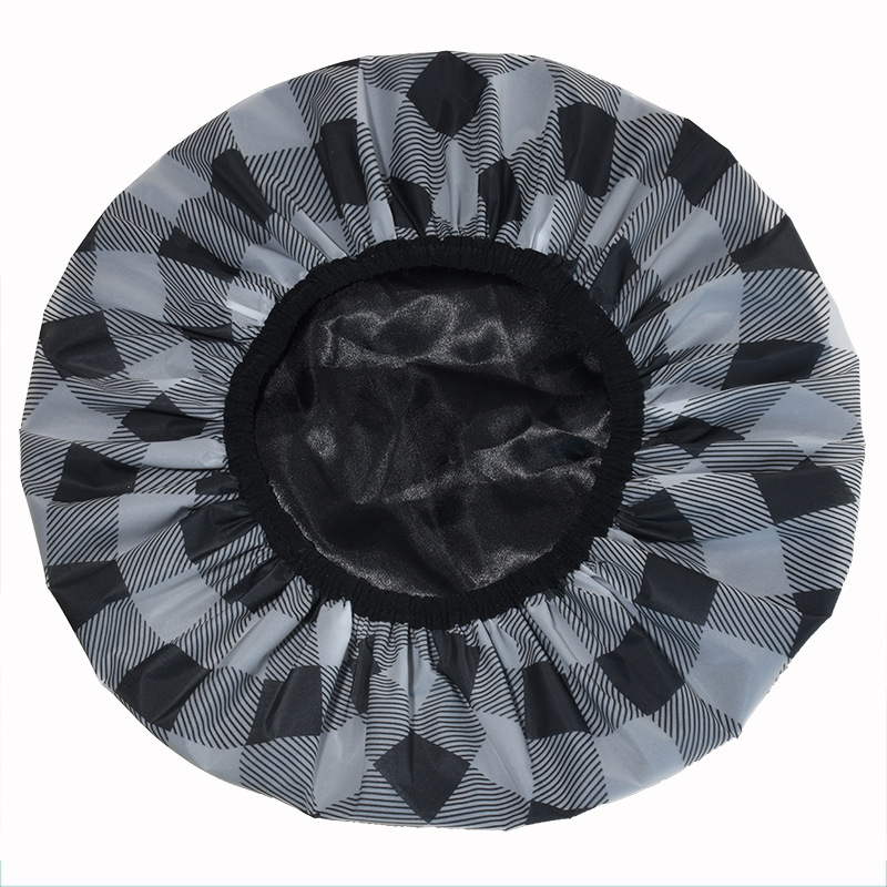 Шапка за душ от PEVA с двойна конструкция, водоустойчива външна част, за жени с дълга коса, възможност за персонализация