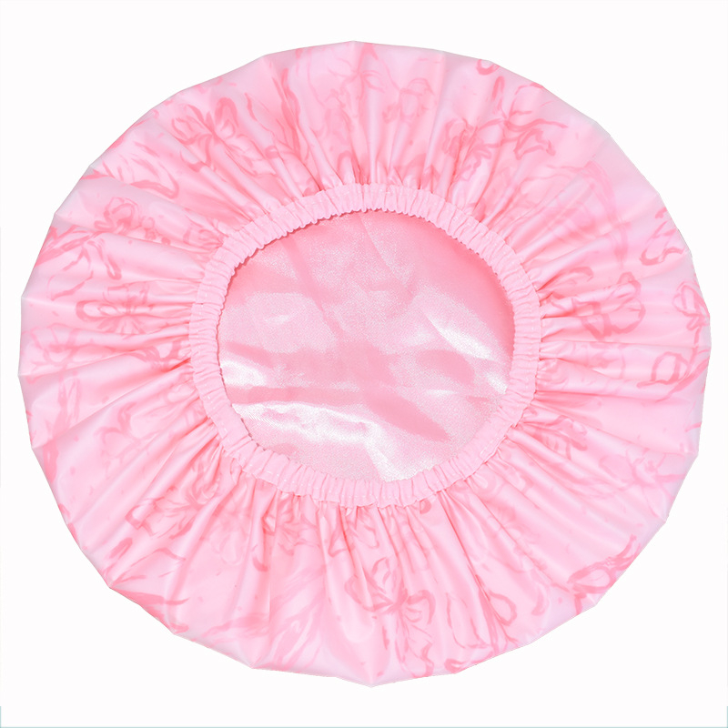 Шапка за душ от PEVA с двойна конструкция, водоустойчива външна част, за жени с дълга коса, възможност за персонализация