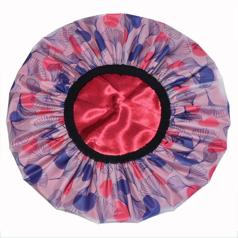 Шапка за душ от PEVA с двойна конструкция, водоустойчива външна част, за жени с дълга коса, възможност за персонализация