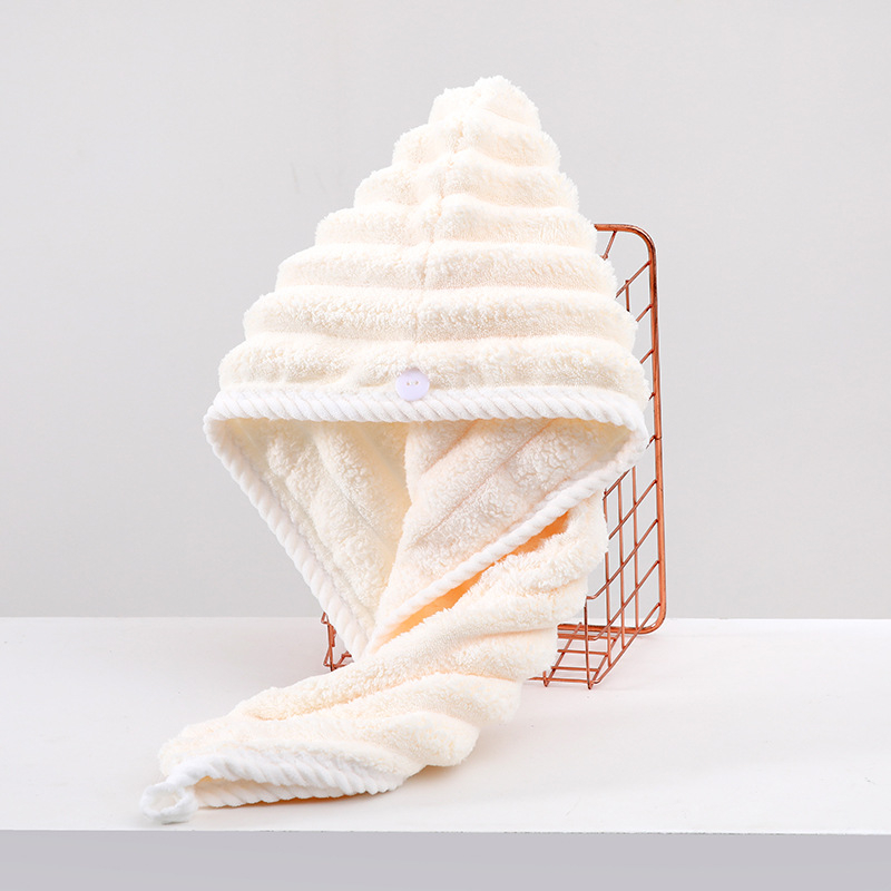 Corner Rabbit sievietēm — korālā flīisa matu cepure, bieza absorbējoša turbāna matu žāvēšanai, 21 pavedienu, 80–99 g, šuvums