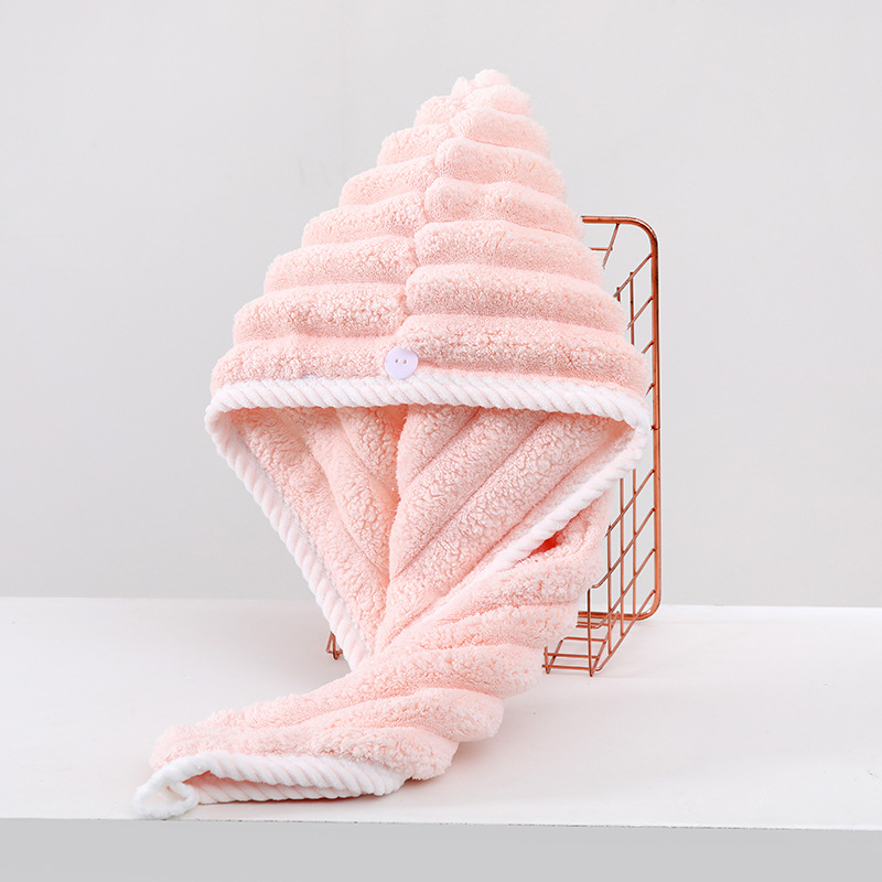 Corner Rabbit sievietēm — korālā flīisa matu cepure, bieza absorbējoša turbāna matu žāvēšanai, 21 pavedienu, 80–99 g, šuvums