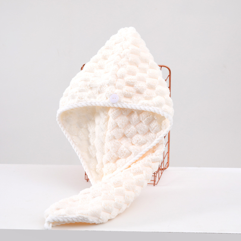 Corner Rabbit sievietēm — korālā flīisa matu cepure, bieza absorbējoša turbāna matu žāvēšanai, 21 pavedienu, 80–99 g, šuvums