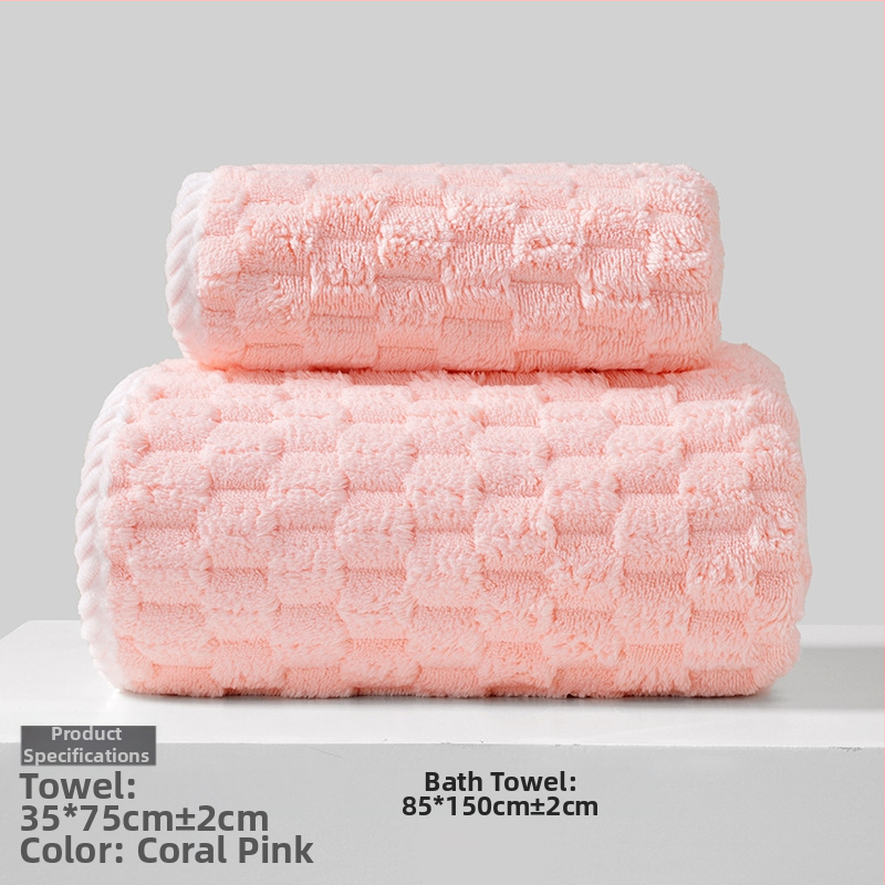 Koralinio fliso rankšluostis suaugusiems ir vaikams, veido rankšluostį veidui ir kūnui, sugeria, su siūlėmis prie kraštų, 150D, 80–100 g