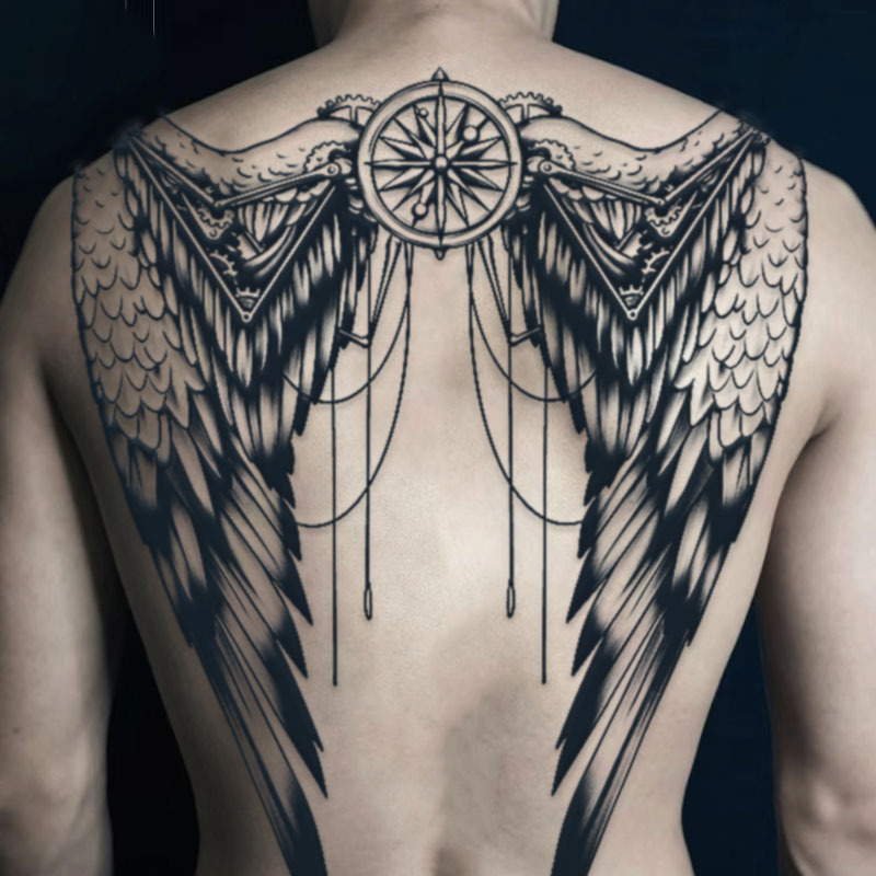 Naljepnica za tetovažu cijelog leđa — vodootporna, dugotrajna, polu-permanentna, dizajn Zmaj i Feniks