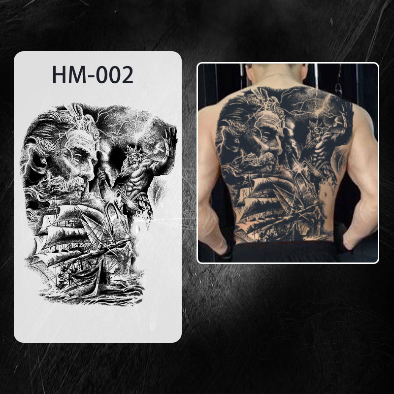 Naljepnica za tetovažu cijelog leđa — vodootporna, dugotrajna, polu-permanentna, dizajn Zmaj i Feniks