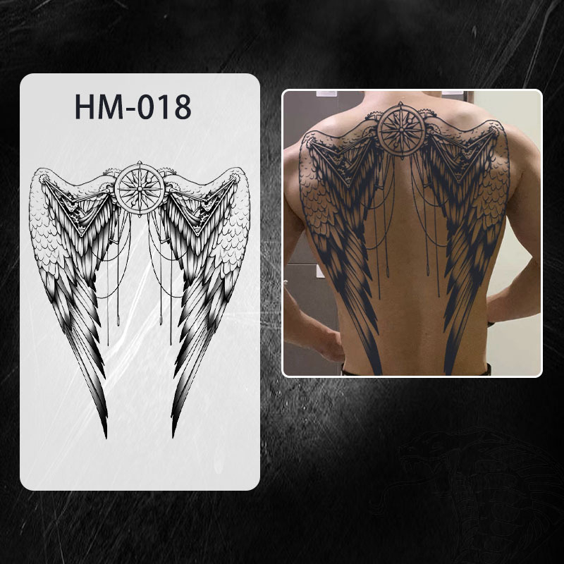 Naljepnica za tetovažu cijelog leđa — vodootporna, dugotrajna, polu-permanentna, dizajn Zmaj i Feniks