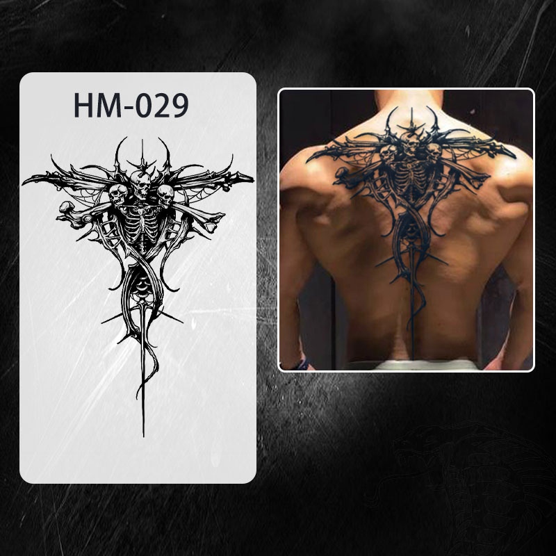 Naljepnica za tetovažu cijelog leđa — vodootporna, dugotrajna, polu-permanentna, dizajn Zmaj i Feniks