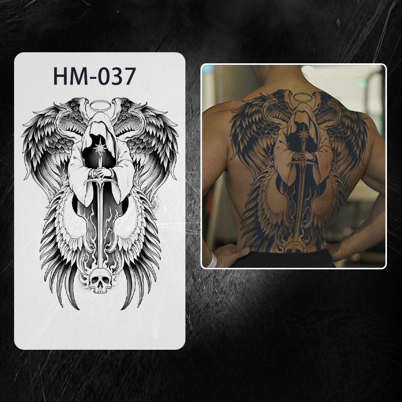 Naljepnica za tetovažu cijelog leđa — vodootporna, dugotrajna, polu-permanentna, dizajn Zmaj i Feniks