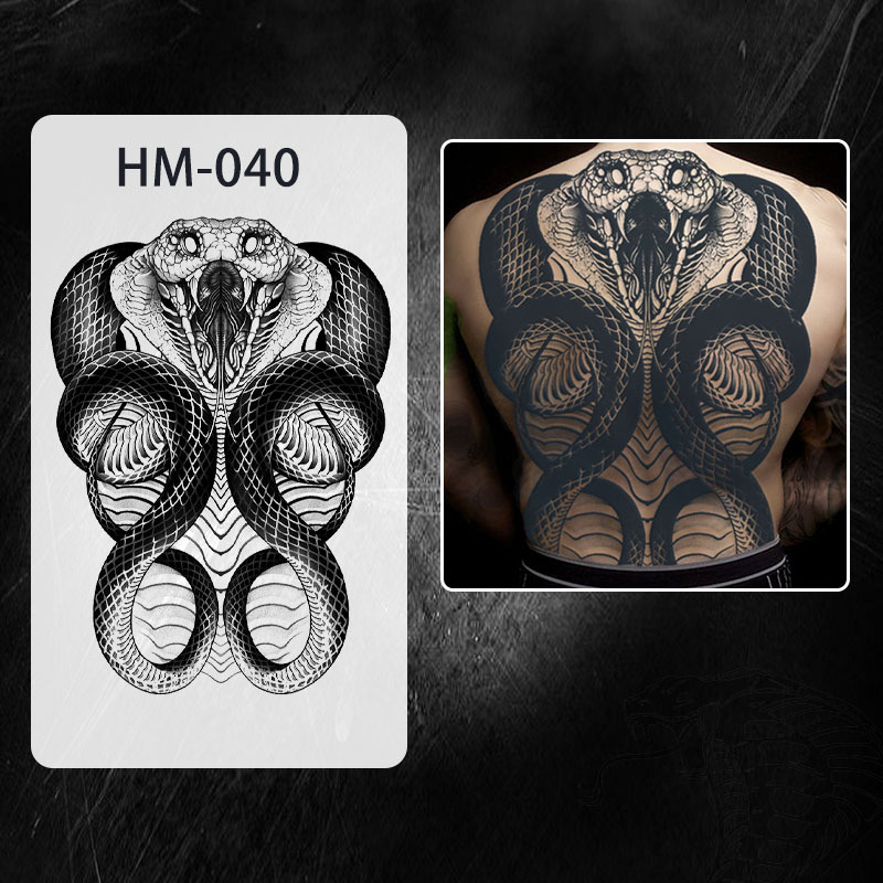 Naljepnica za tetovažu cijelog leđa — vodootporna, dugotrajna, polu-permanentna, dizajn Zmaj i Feniks