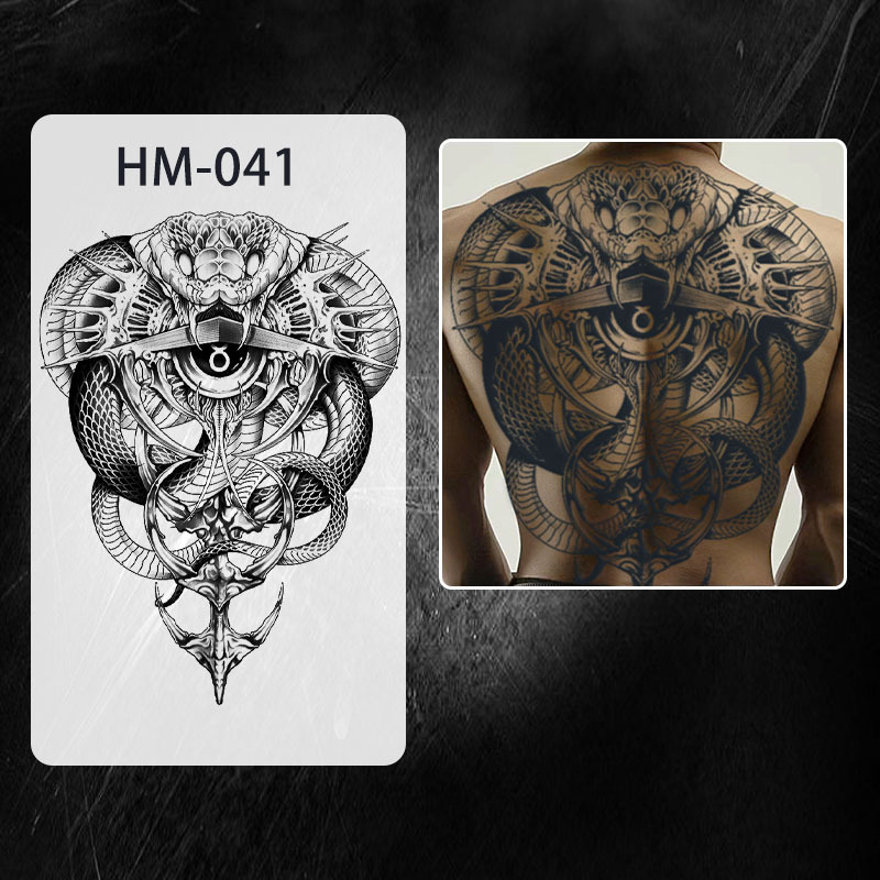 Naljepnica za tetovažu cijelog leđa — vodootporna, dugotrajna, polu-permanentna, dizajn Zmaj i Feniks