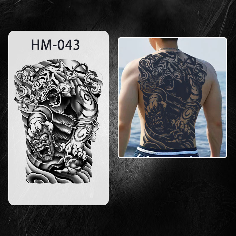 Naljepnica za tetovažu cijelog leđa — vodootporna, dugotrajna, polu-permanentna, dizajn Zmaj i Feniks