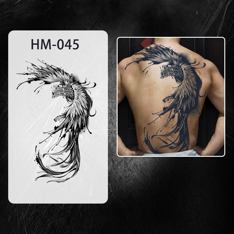 Naljepnica za tetovažu cijelog leđa — vodootporna, dugotrajna, polu-permanentna, dizajn Zmaj i Feniks
