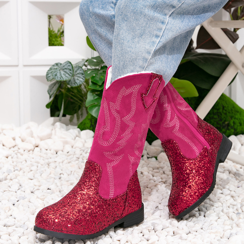 Κοριτσίστικα μποτάκια με παγιέτες, φλις επένδυση, χειμωνιάτικά, υψηλό ύψος, φερμουάρ στο πλάι