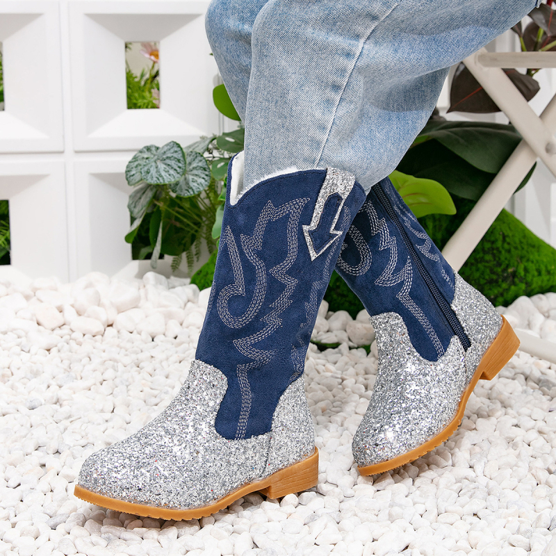 Κοριτσίστικα μποτάκια με παγιέτες, φλις επένδυση, χειμωνιάτικά, υψηλό ύψος, φερμουάρ στο πλάι