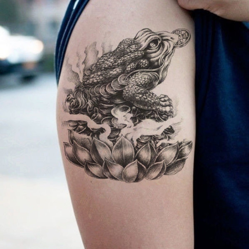 Juodosios gyvatės tatuiruočių lipdukų rinkinys: vilko galva, Pixiu, drakono galvos motyvai ant rankos — atsparūs vandeniui, universalūs, Fill Art