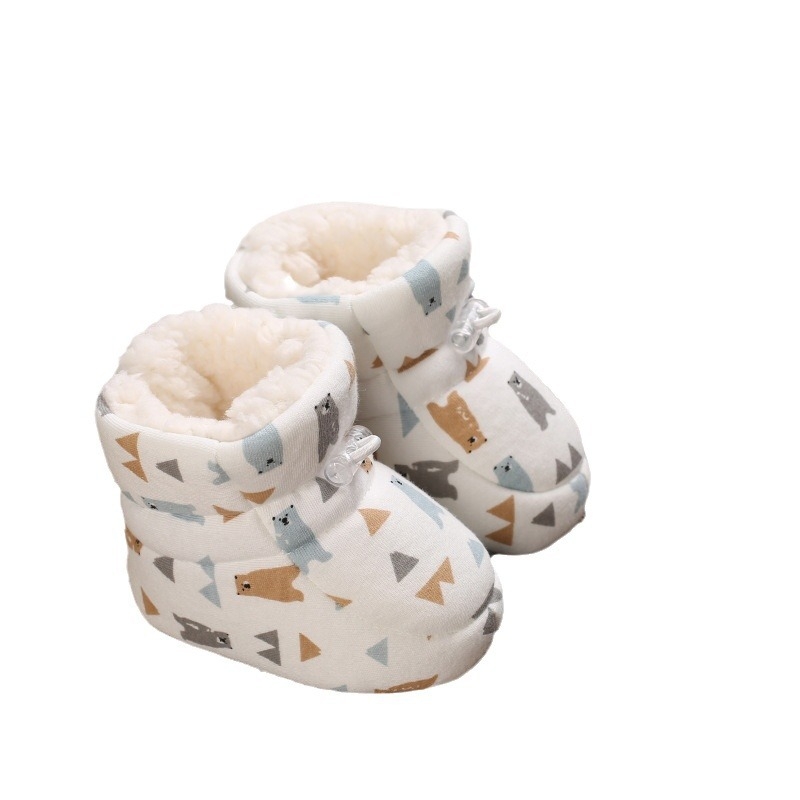 Kūdikių bateliai - viršutinė medvilnės audinio dalis, žiemai, aukštas viršus, animacinio stiliaus, 12–36 mėn