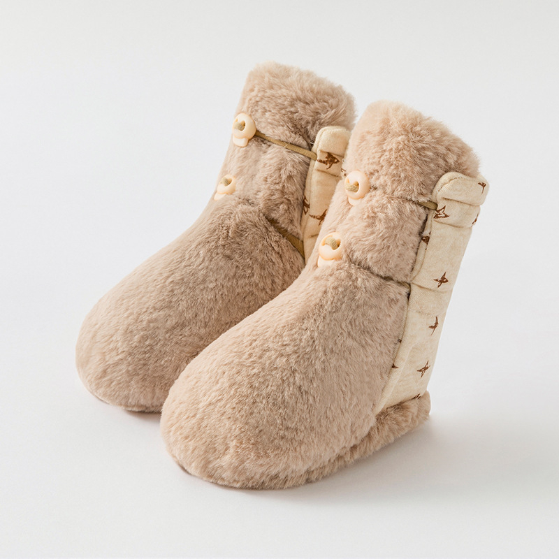 Mažylių bateliai pirmiesiems žingsniams su animaciniu dizainu (12–36 mėn; viršus iš medvilnės; fleece įdėklas; minkšta padas; ruduo–žiema)