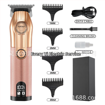 HIENA profesionalus USB įkraunamas plaukų kirpimo įrankis su titano lydinio peiliukais, šepetėlinis variklis, įmontuota baterija, žemas triukšmo lygis 36–45 dB