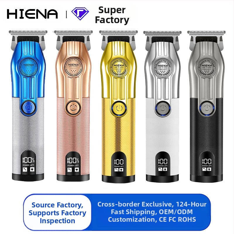 HIENA profesionalus USB įkraunamas plaukų kirpimo įrankis su titano lydinio peiliukais, šepetėlinis variklis, įmontuota baterija, žemas triukšmo lygis 36–45 dB