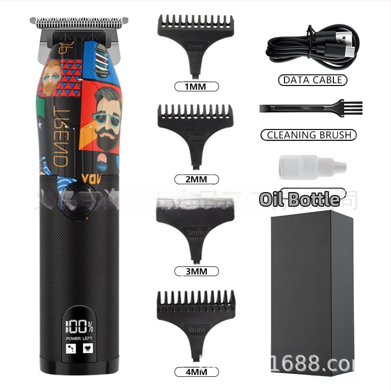 HIENA profesionalus USB įkraunamas plaukų kirpimo įrankis su titano lydinio peiliukais, šepetėlinis variklis, įmontuota baterija, žemas triukšmo lygis 36–45 dB