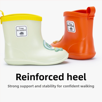 Παιδικές γαλότσες με σχέδιο δεινοσαύρου και τίγρης, PVC πάνω μέρος, μεσαίο ύψος, αντιολισθητική σόλα, κατάλληλες για όλες τις εποχές