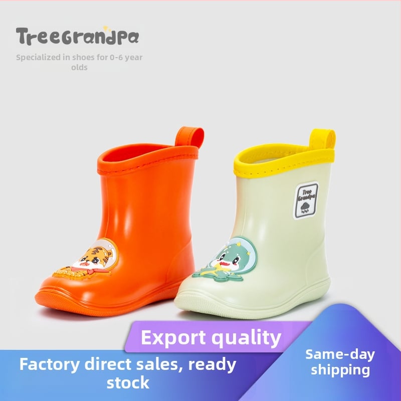 Παιδικές γαλότσες με σχέδιο δεινοσαύρου και τίγρης, PVC πάνω μέρος, μεσαίο ύψος, αντιολισθητική σόλα, κατάλληλες για όλες τις εποχές