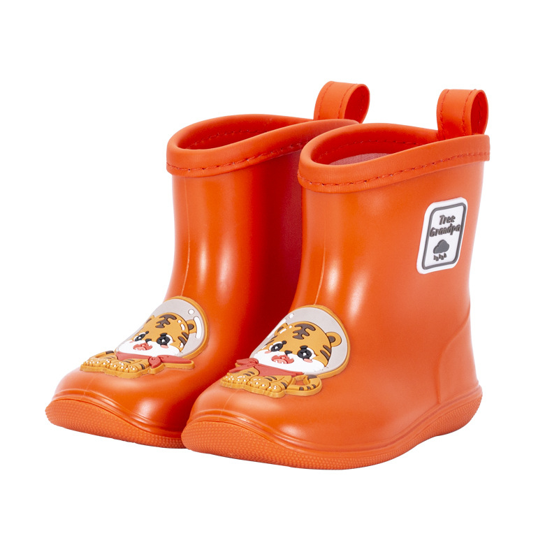 Παιδικές γαλότσες με σχέδιο δεινοσαύρου και τίγρης, PVC πάνω μέρος, μεσαίο ύψος, αντιολισθητική σόλα, κατάλληλες για όλες τις εποχές