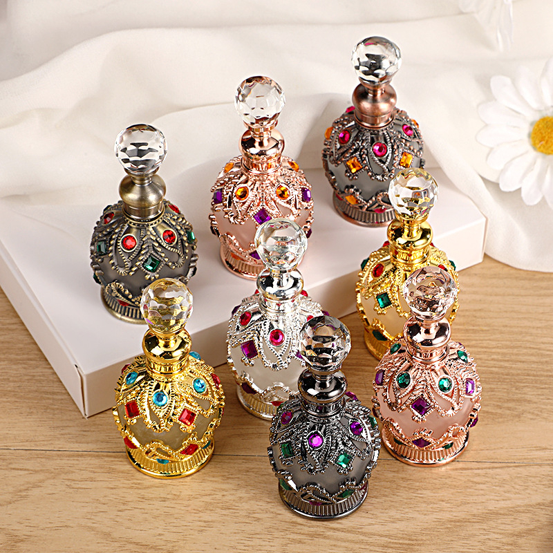 Sticlă goală pentru ulei de parfum destinat montării bijuteriilor – recipient decorativ de depozitare, metal, pulverizare culoare, specificații: 888-BRZ; 888-SLV; 888-GLD; 888-NC.COP
