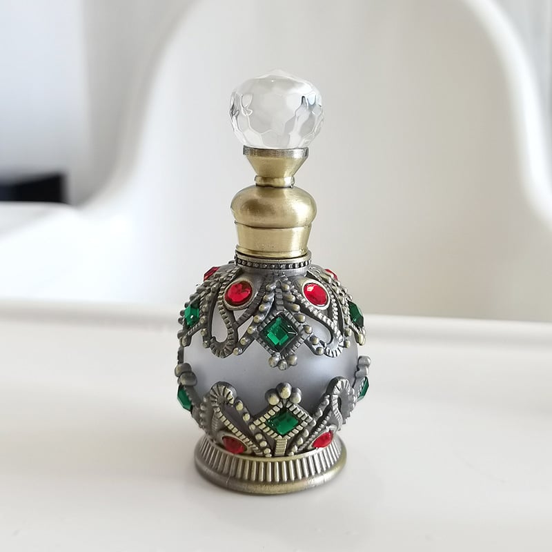 Üres parfüömagolaj üvege ékszerek berakásához – dekoratív tároló üveg, fém, permetező szín, specifikációk: 888-BRZ; 888-SLV; 888-GLD; 888-NC.COP