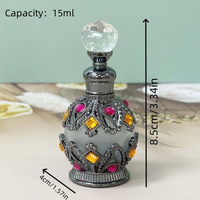 Üres parfüömagolaj üvege ékszerek berakásához – dekoratív tároló üveg, fém, permetező szín, specifikációk: 888-BRZ; 888-SLV; 888-GLD; 888-NC.COP