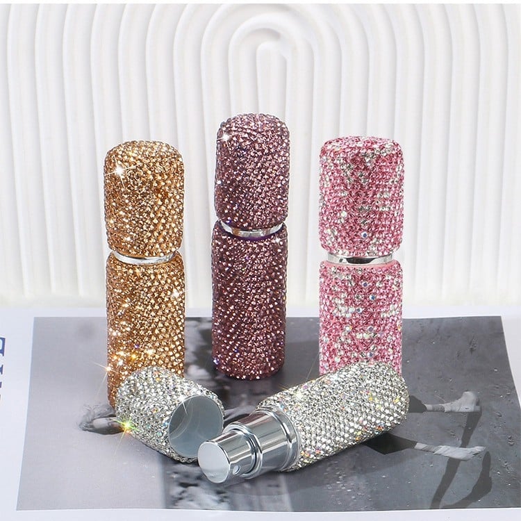 Stiklo kvepalų buteliukas su rhinestone dekoru, Ruijie vakuuminis užpildymas