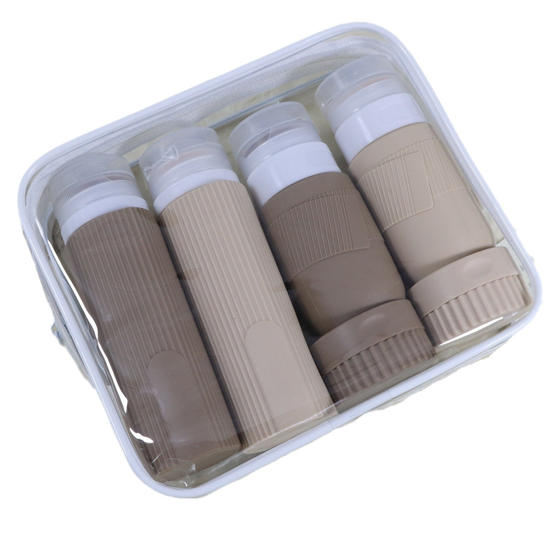 Szilikon utazó adagoló palackok lotion, sampon és tusfürdő számára, 6- vagy 8 darabos készlet, hidraulikus formázás, PVC csomagolás