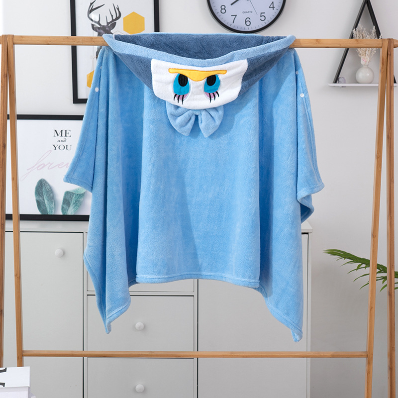 Yan Yan παιδικό μπουρνούζι-πετσέτα με κουκούλα από coral fleece, 150D, 300–400 g, απλή ύφανση